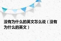 没有为什么的英文怎么说（没有为什么的英文）