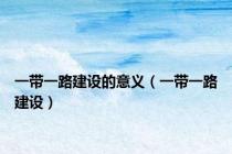 一带一路建设的意义（一带一路建设）