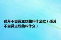 孤芳不自赏主题曲叫什么歌（孤芳不自赏主题曲叫什么）