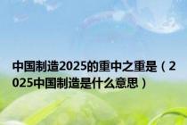 中国制造2025的重中之重是（2025中国制造是什么意思）