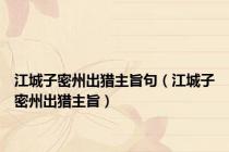 江城子密州出猎主旨句（江城子密州出猎主旨）