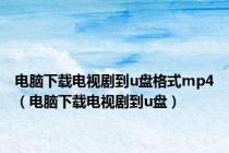 电脑下载电视剧到u盘格式mp4（电脑下载电视剧到u盘）