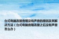 台式电脑连接音箱没有声音的原因及其解决方法（台式电脑音箱连接之后没有声音怎么办）