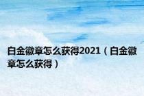 白金徽章怎么获得2021（白金徽章怎么获得）
