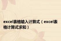 excel表格输入计算式（excel表格计算式求和）