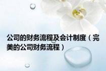 公司的财务流程及会计制度（完美的公司财务流程）