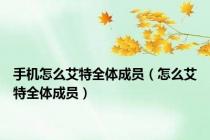 手机怎么艾特全体成员（怎么艾特全体成员）