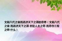 文起八代之衰而道济天下之溺的意思（文起八代之衰 而道济天下之溺 忠犯人主之怒 而勇夺三军之帅 什么）