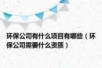 环保公司有什么项目有哪些（环保公司需要什么资质）