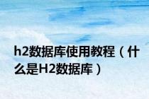 h2数据库使用教程（什么是H2数据库）
