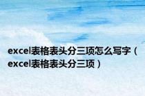 excel表格表头分三项怎么写字（excel表格表头分三项）
