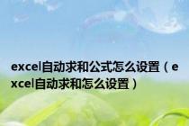 excel自动求和公式怎么设置（excel自动求和怎么设置）