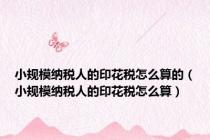 小规模纳税人的印花税怎么算的（小规模纳税人的印花税怎么算）