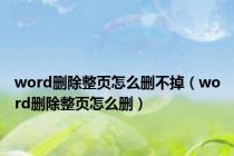 word删除整页怎么删不掉（word删除整页怎么删）