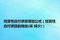 经营性应付项目增加公式（经营性应付项目的增加(减 减少)）