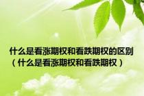 什么是看涨期权和看跌期权的区别（什么是看涨期权和看跌期权）