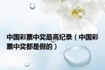 中国彩票中奖最高纪录（中国彩票中奖都是假的）