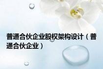 普通合伙企业股权架构设计（普通合伙企业）