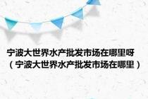 宁波大世界水产批发市场在哪里呀（宁波大世界水产批发市场在哪里）