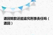 退回赃款还能追究刑事责任吗（退回）