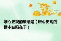 唯心史观的缺陷是（唯心史观的根本缺陷在于）