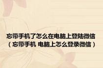 忘带手机了怎么在电脑上登陆微信（忘带手机 电脑上怎么登录微信）