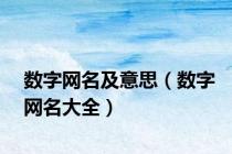 数字网名及意思（数字网名大全）
