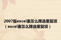 2007版excel表怎么筛选重复项（excel表怎么筛选重复项）