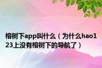 榕树下app叫什么（为什么hao123上没有榕树下的导航了）
