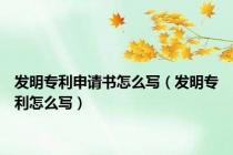 发明专利申请书怎么写（发明专利怎么写）