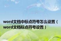 word文档中标点符号怎么设置（word文档标点符号设置）