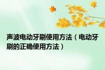 声波电动牙刷使用方法（电动牙刷的正确使用方法）