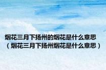 烟花三月下扬州的烟花是什么意思（烟花三月下扬州烟花是什么意思）