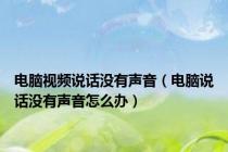 电脑视频说话没有声音（电脑说话没有声音怎么办）