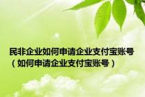 民非企业如何申请企业支付宝账号（如何申请企业支付宝账号）