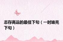 志存高远的最佳下句（一时瑜亮下句）