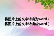 将图片上的文字转换为word（将图片上的文字转换成word）