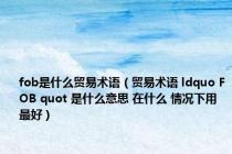 fob是什么贸易术语（贸易术语 ldquo FOB quot 是什么意思 在什么 情况下用最好）