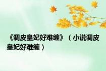 《调皮皇妃好难缠》（小说调皮皇妃好难缠）
