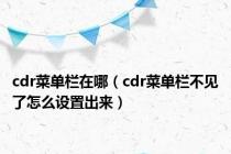 cdr菜单栏在哪（cdr菜单栏不见了怎么设置出来）