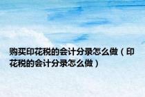 购买印花税的会计分录怎么做（印花税的会计分录怎么做）