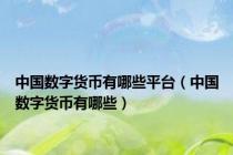 中国数字货币有哪些平台（中国数字货币有哪些）