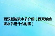 西双版纳泼水节介绍（西双版纳泼水节是什么时候）