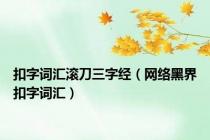 扣字词汇滚刀三字经（网络黑界扣字词汇）