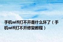 手机wifi打不开是什么坏了（手机wifi打不开修复教程）