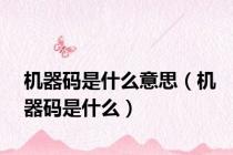 机器码是什么意思（机器码是什么）