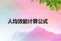 人均效能计算公式