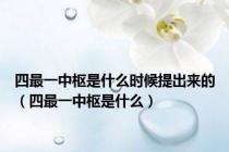 四最一中枢是什么时候提出来的（四最一中枢是什么）