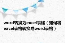 word转换为excel表格（如何将excel表格转换成word表格）