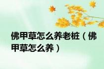 佛甲草怎么养老桩（佛甲草怎么养）